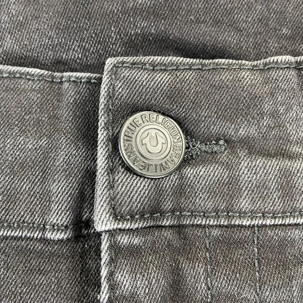 True Religion Jeans men's 34x31 Rocco Relaxed Skinny Black Denim Flap Pockets